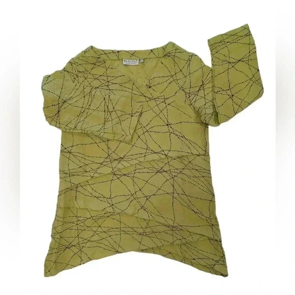 Habitat  3/4 Sleeve Lime Green Black Tunic Top Size XS - Picture 4 of 9